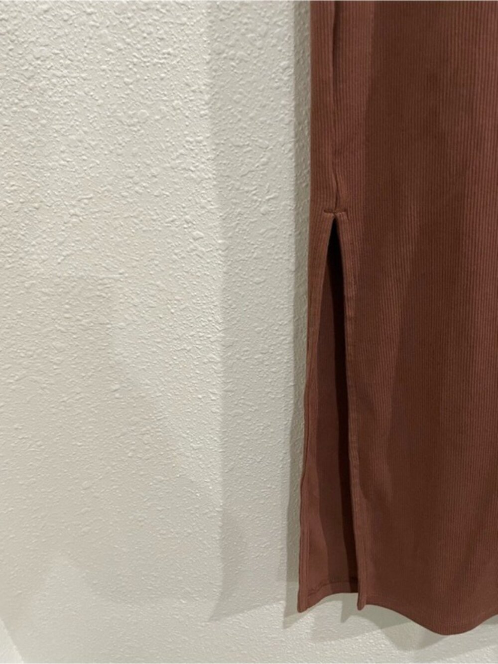Old Navy Neutral Ribbed Midi Dress One Shoulder Beach Casual Slit Contemporary - Picture 4 of 8